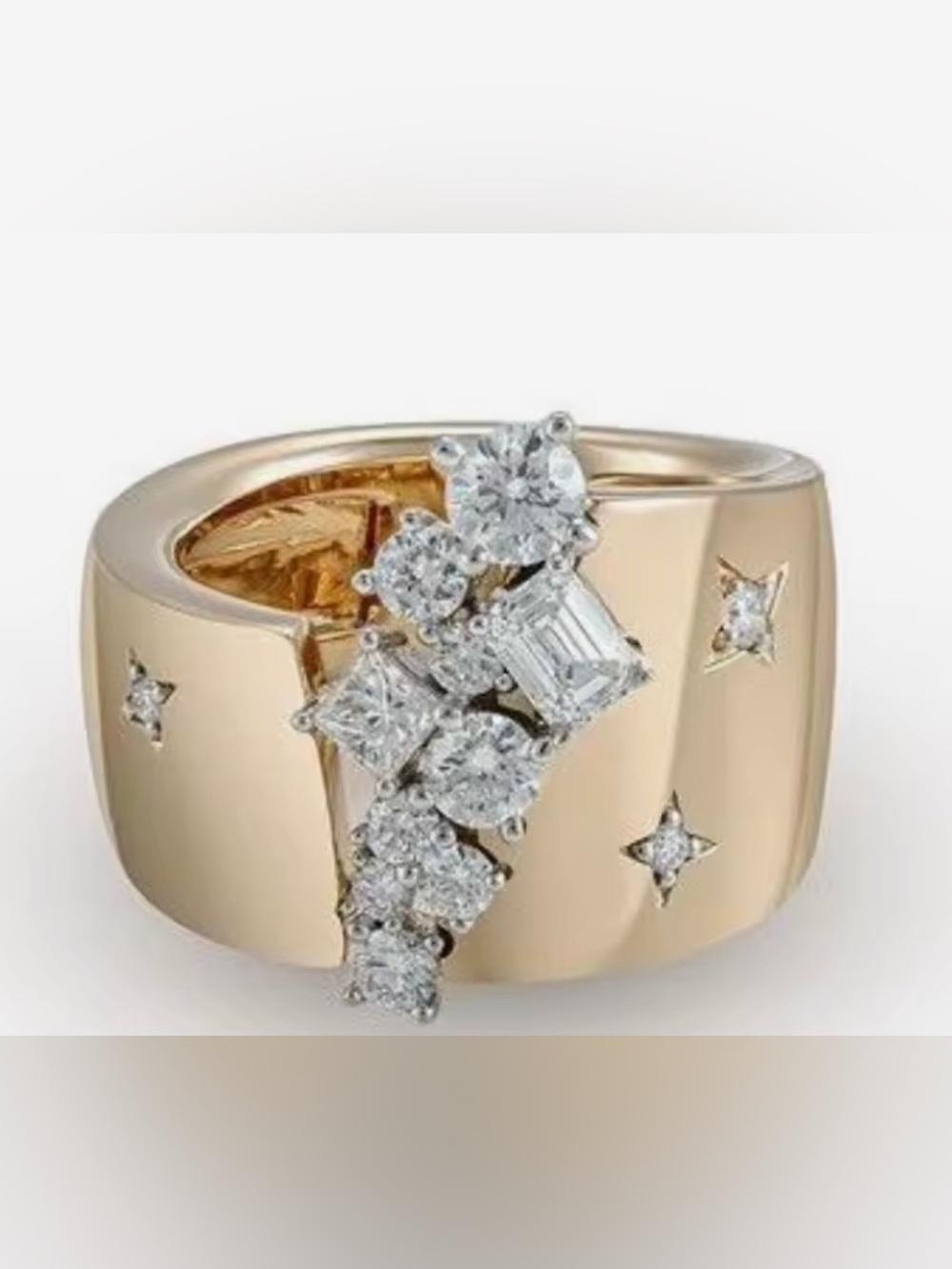 14K Mixed-Cut Cascading Statement Band - Picture 3 of 12
